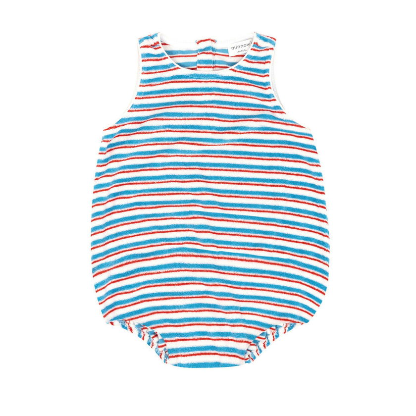 baby jetty stripe french terry bubble romper