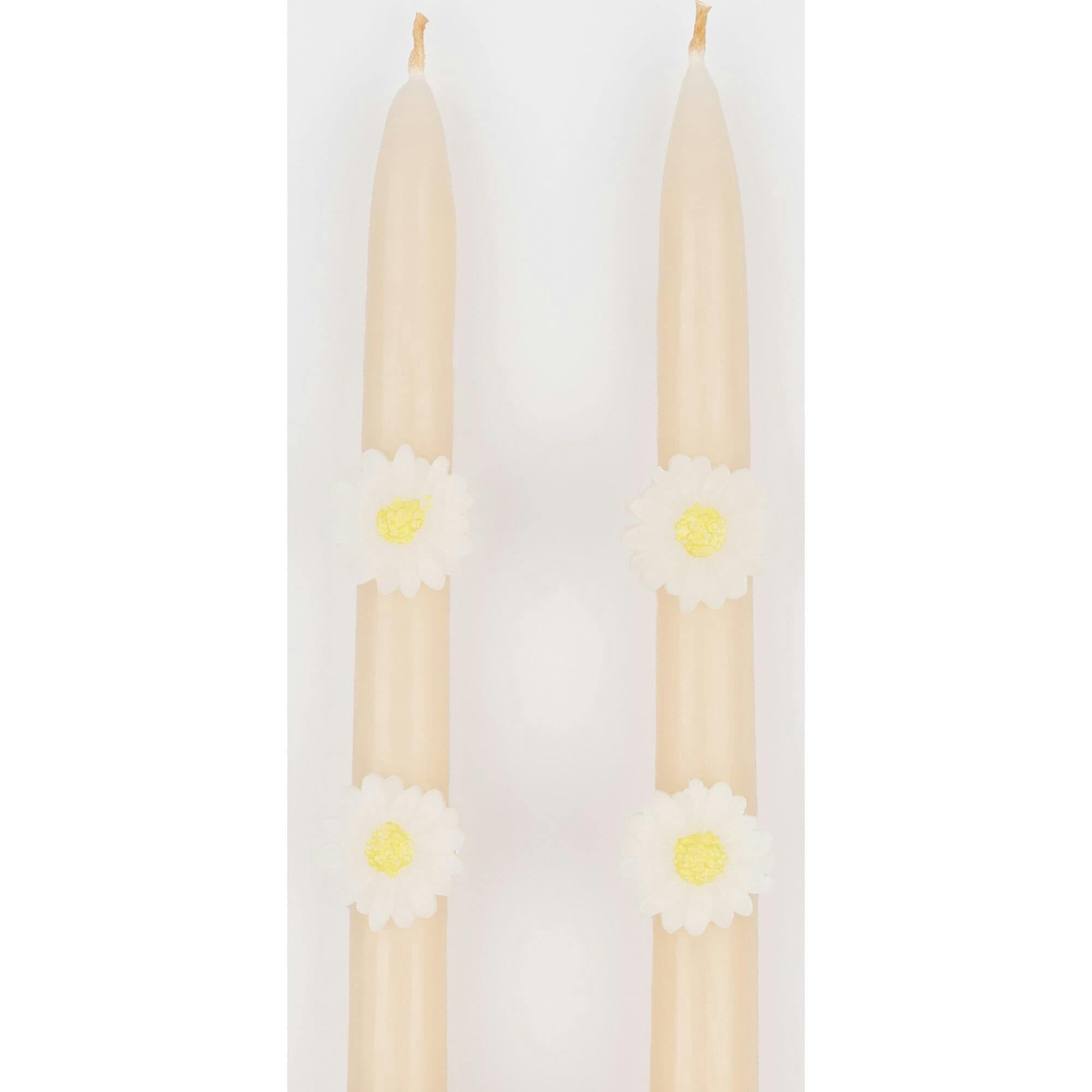 Pink Daisy Taper Candles