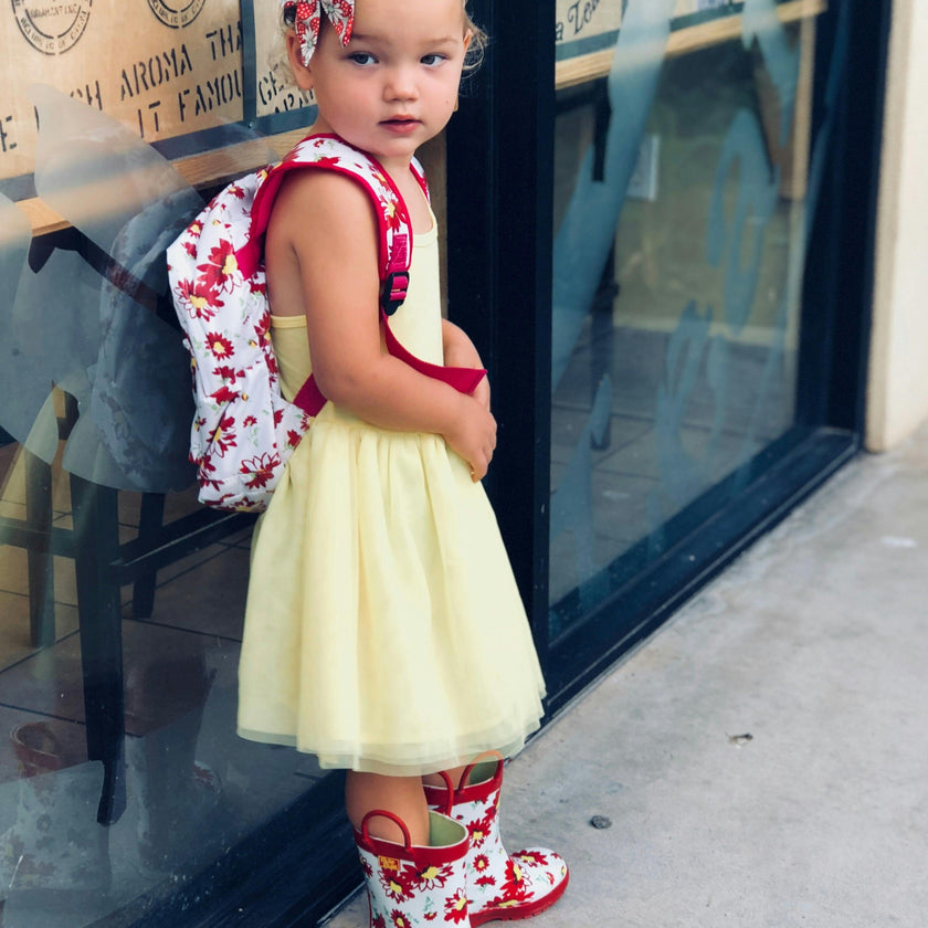 Red Flower Rain Boot