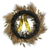 26" Gold Bow, Pinecone & Ornament Wreath Pre-Lit