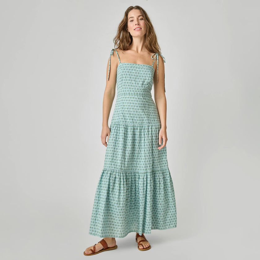 Womens Marilyn Dress - Blue Prairie Block Print