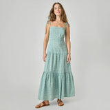 Womens Marilyn Dress - Blue Prairie Block Print