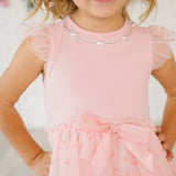 Flocked Heart Tiered Short Sleeve Tutu Dress