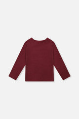 Brushed Rib Crew Neck Top Reddish-Brown