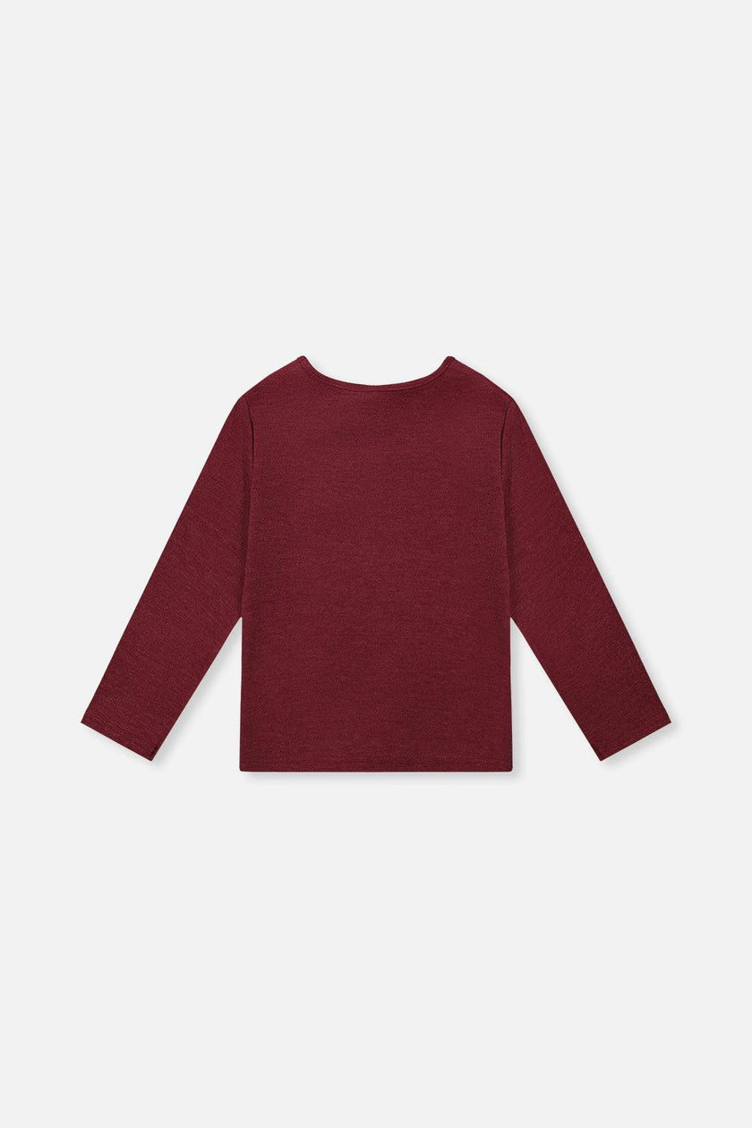 Brushed Rib Crew Neck Top Reddish-Brown