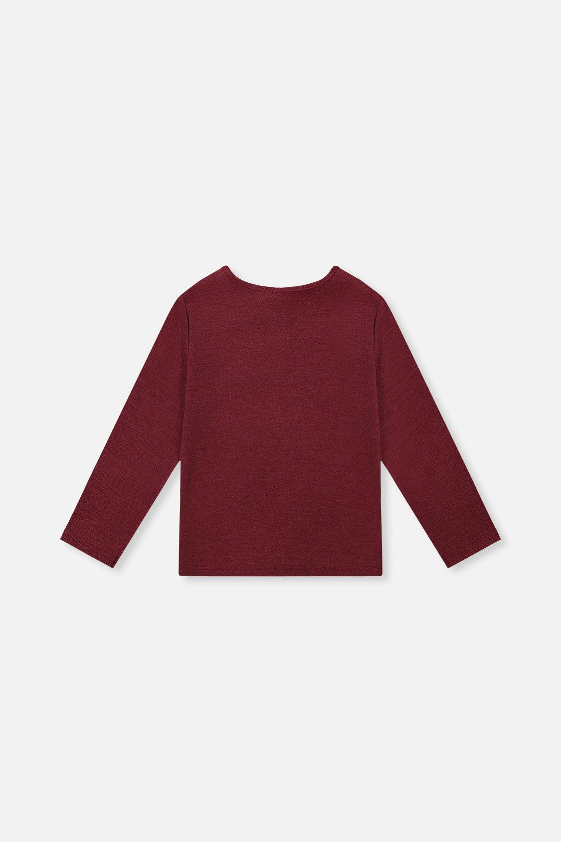 Brushed Rib Crew Neck Top Reddish-Brown