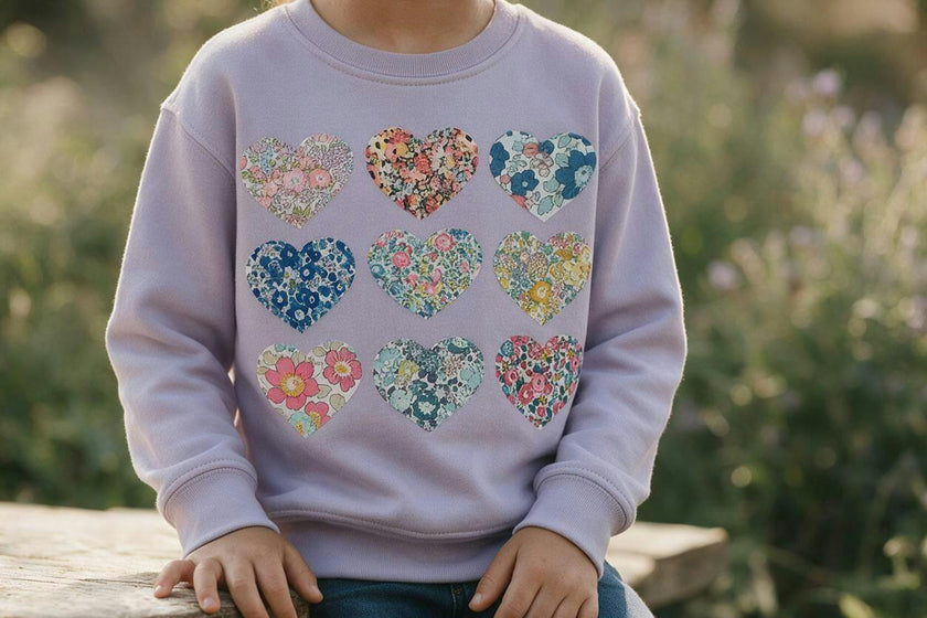 Liberty of London Children's hearts design purple jumper