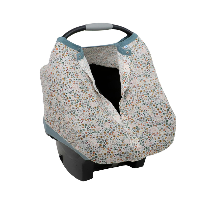 Cotton Muslin Car Seat Canopy - Pressed Petals