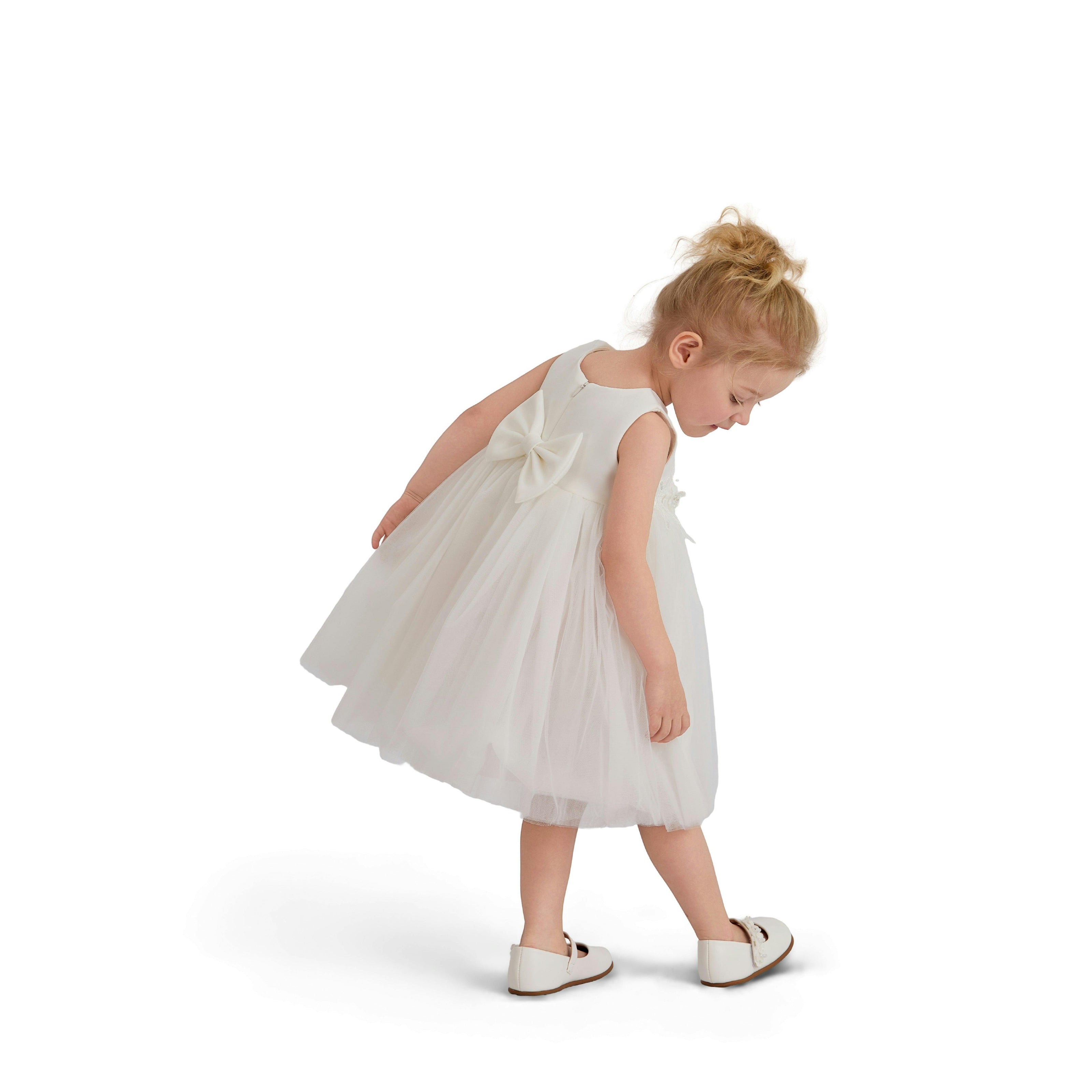 White Zinara Ribbon Bloom Gown