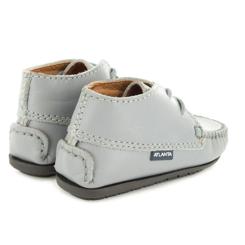 Moccasin Boot in Smooth Leather, Stone Grey