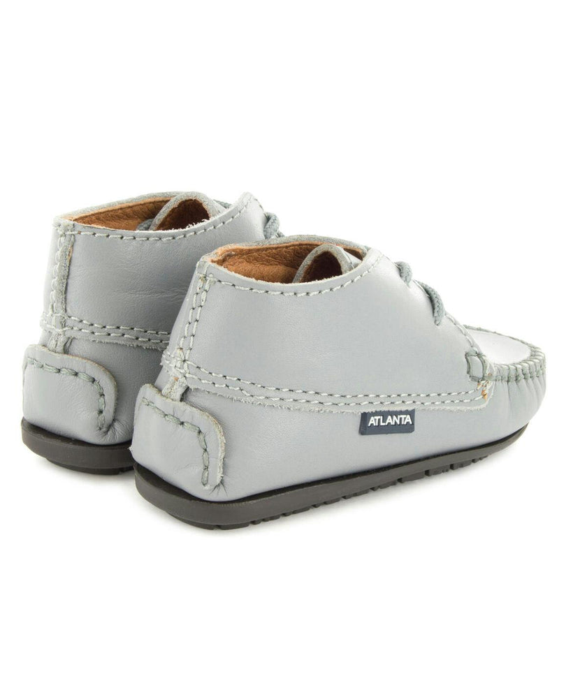 Moccasin Boot in Smooth Leather, Stone Grey