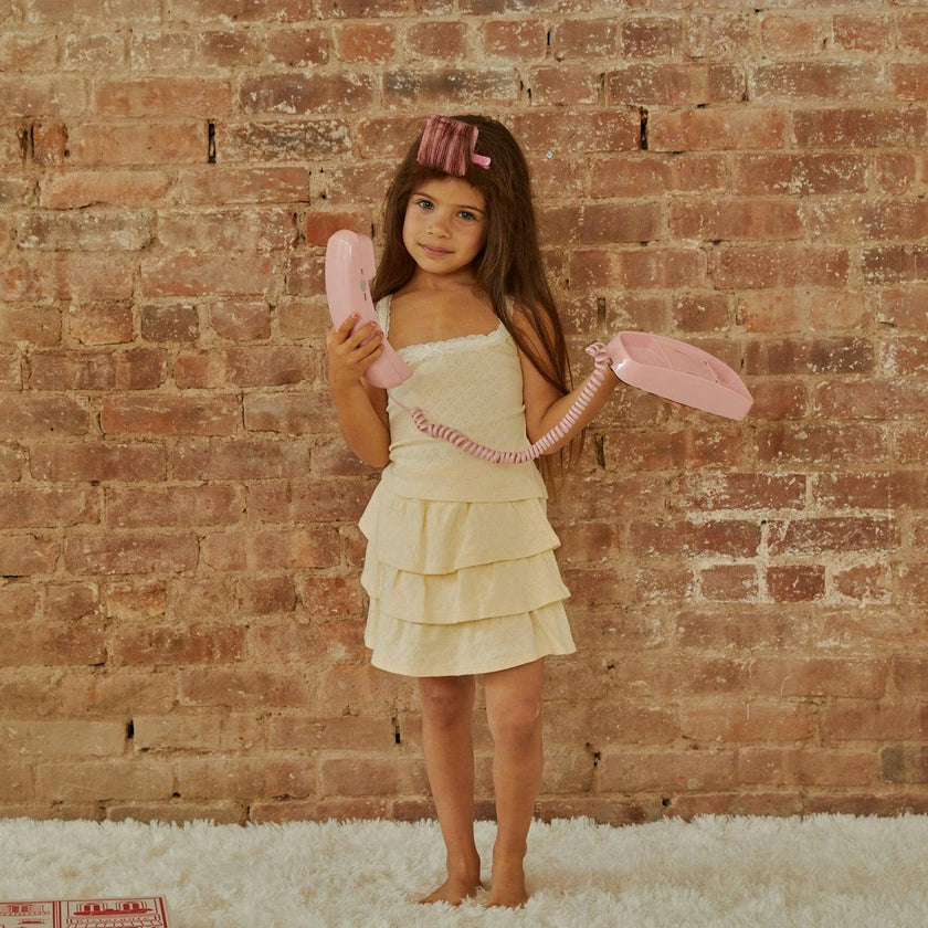 Lizzie Pastel Yellow With White Lace Heart Pointelle Tank