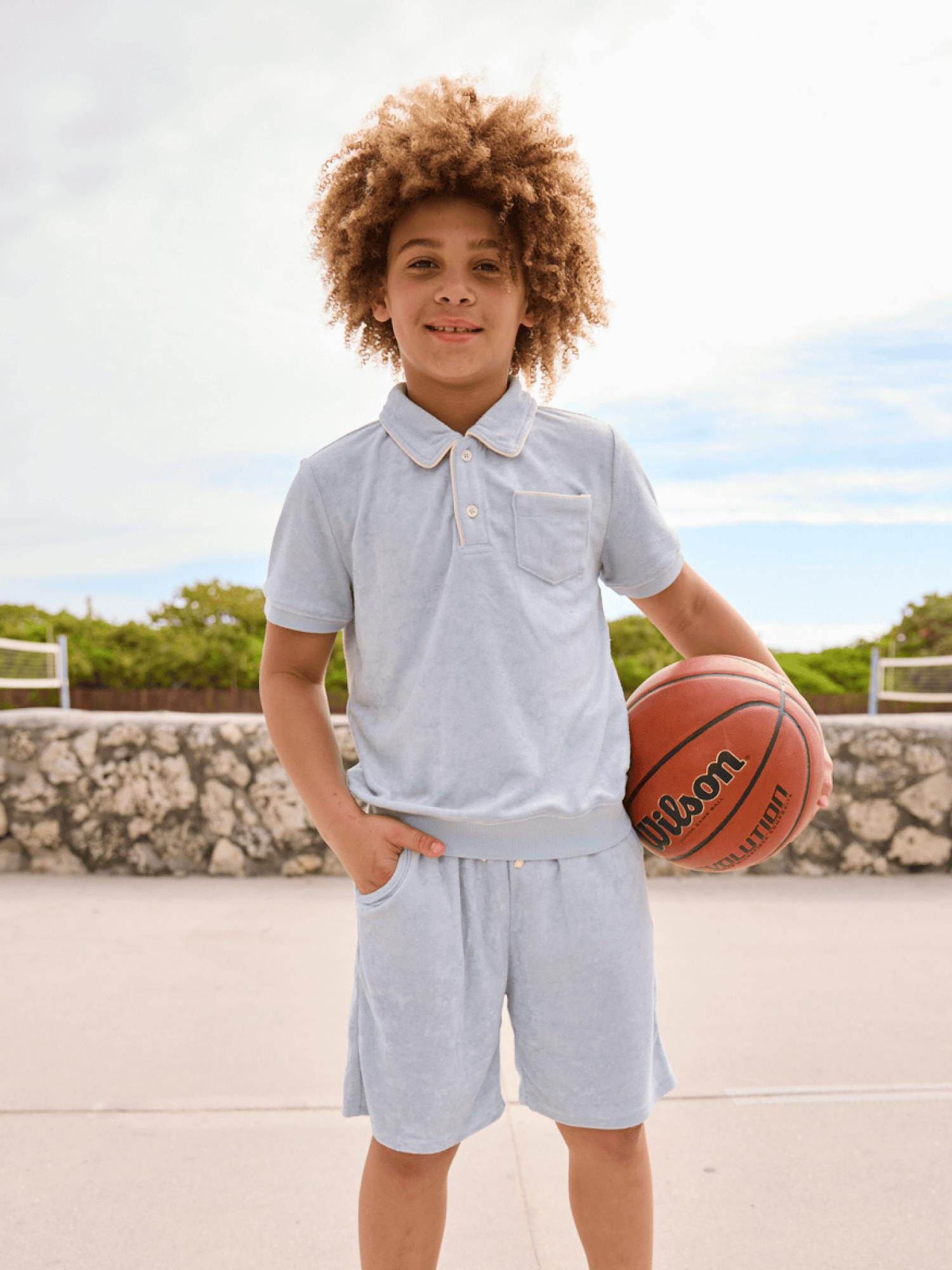 Powder Blue Super Soft Polo Set