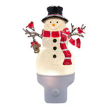 Kurt Adler Snowman With Red Scarf & Cardinal Spinning Glitter LED Night Light
