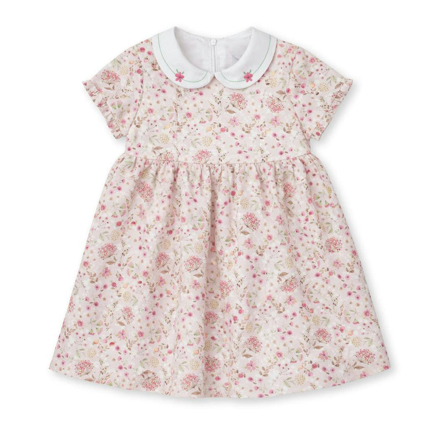 Floral Dress With Embroidered Collar