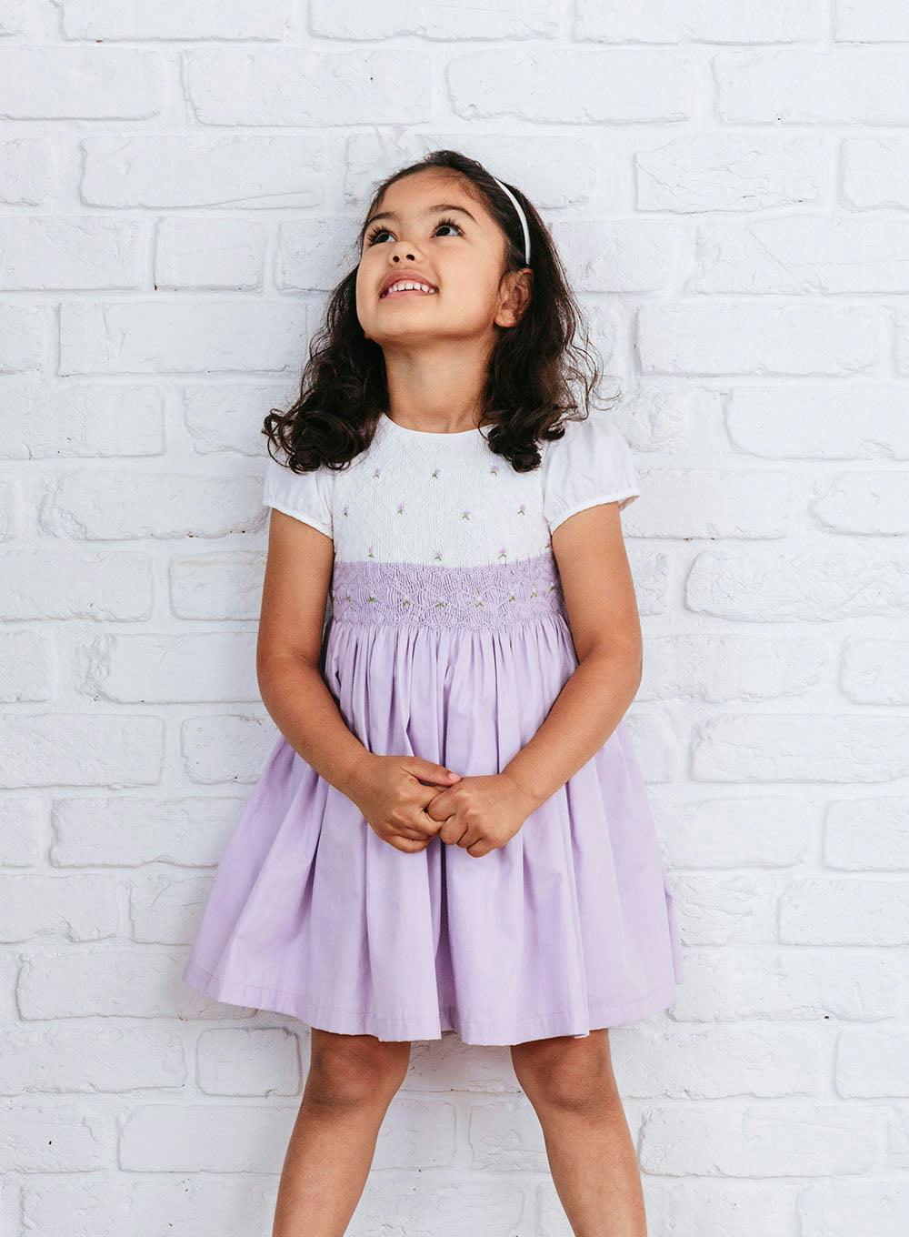 Rose Hand Smocked Dress in Lilac