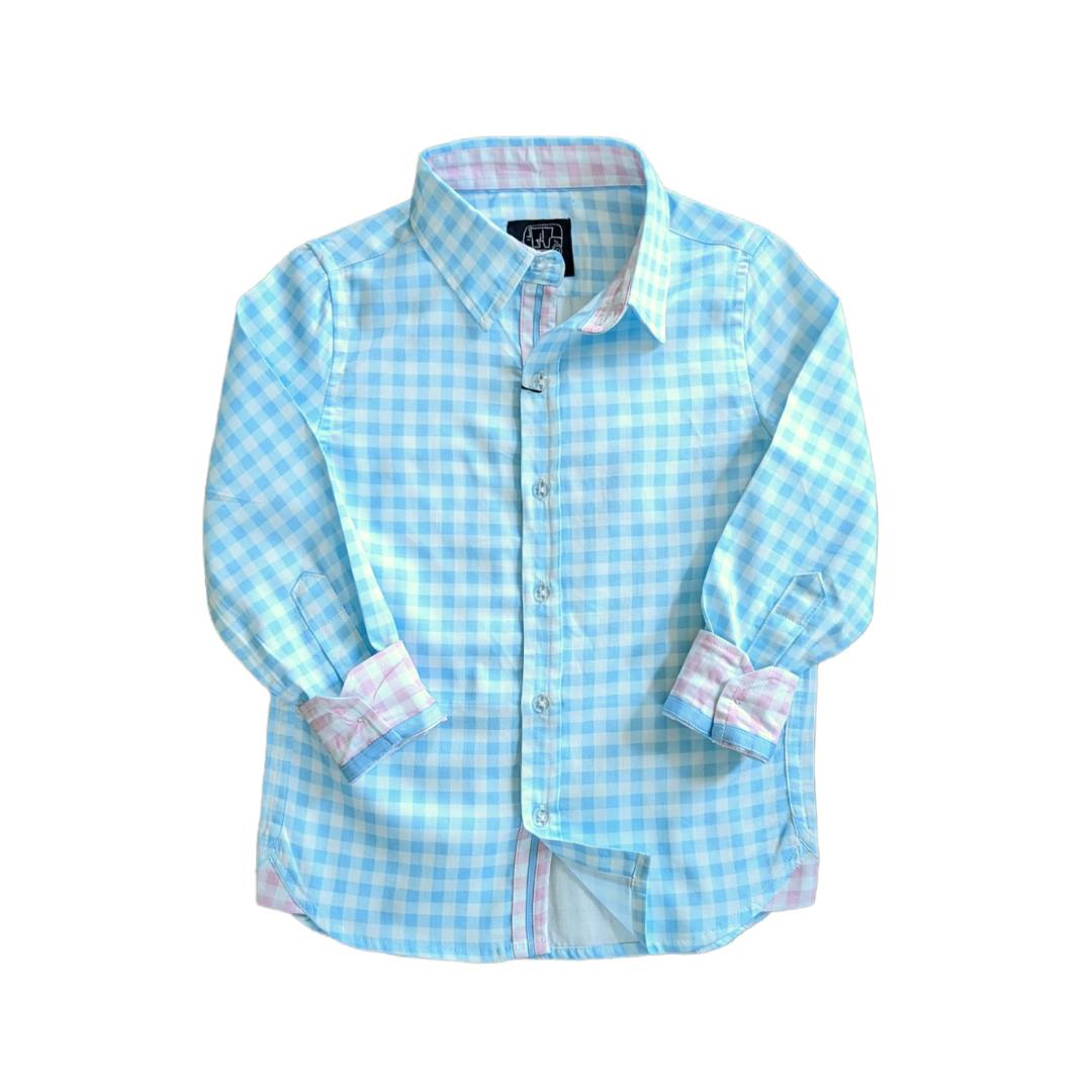 Gingham Blue Shirt in Long Sleeves