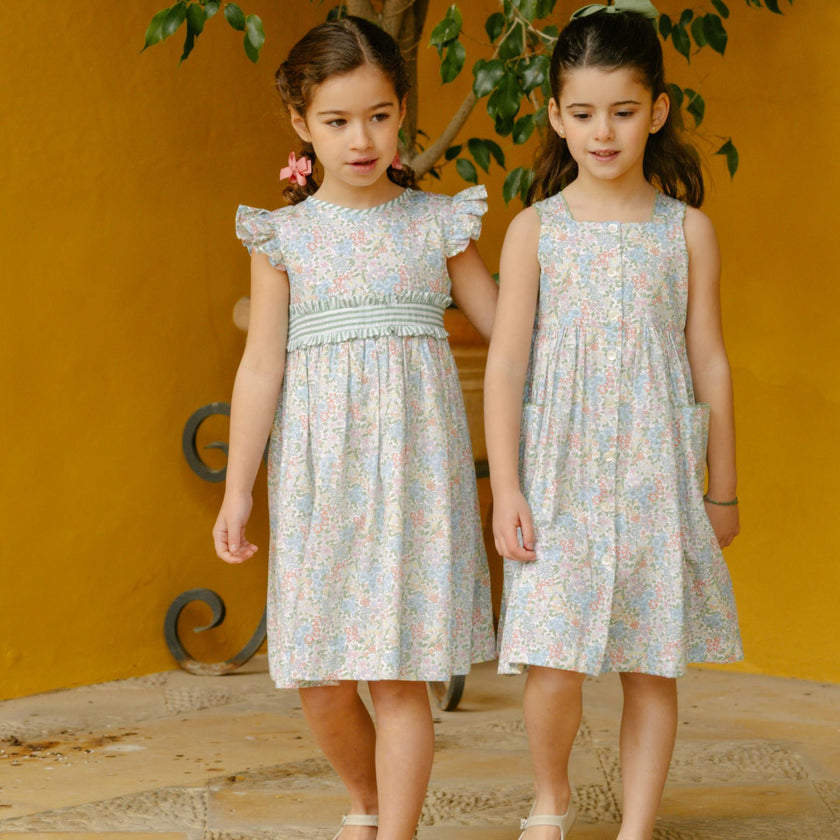 Stripy Dress Mint Blue Floral