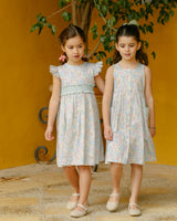Stripy Dress Mint Blue Floral