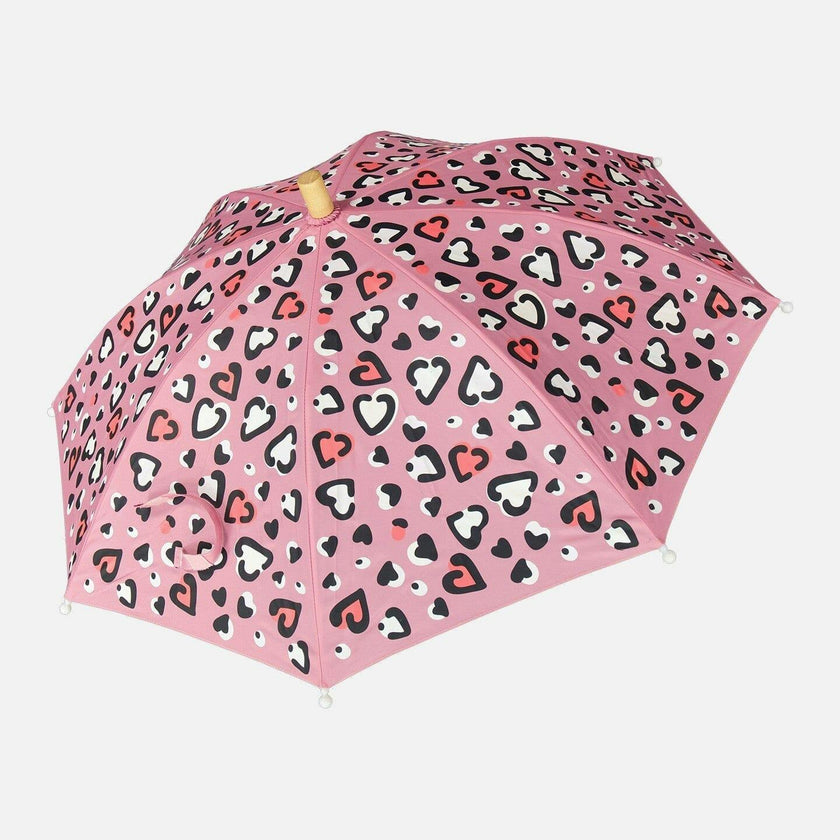 Color-Changing Umbrella Pink Hearts Print
