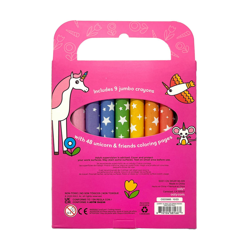Carry Along! Coloring Book and Crayon Set - Unicorn Pals - Set of 9 Crayons
