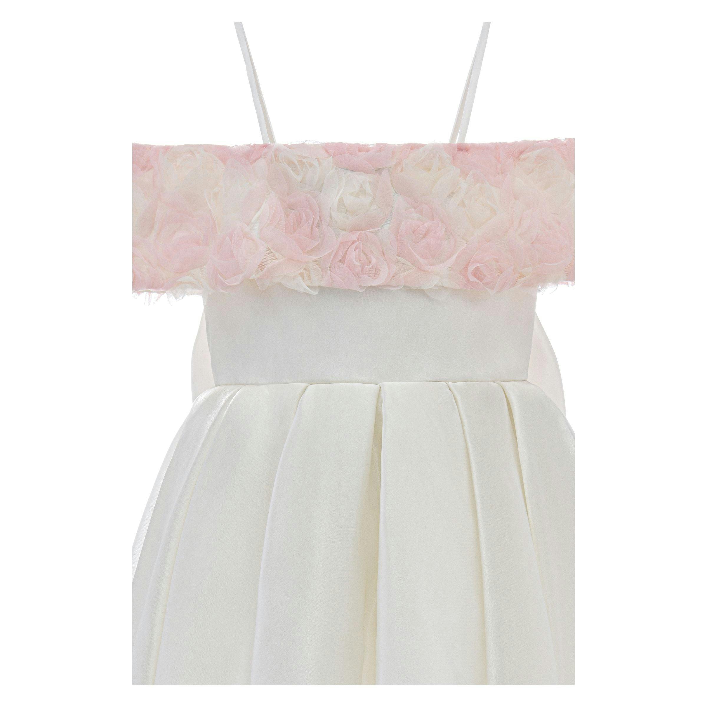 White Claire Cascade Rose Dress