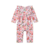 Ruffle Shoulder Baby Romper, Rosa Canina