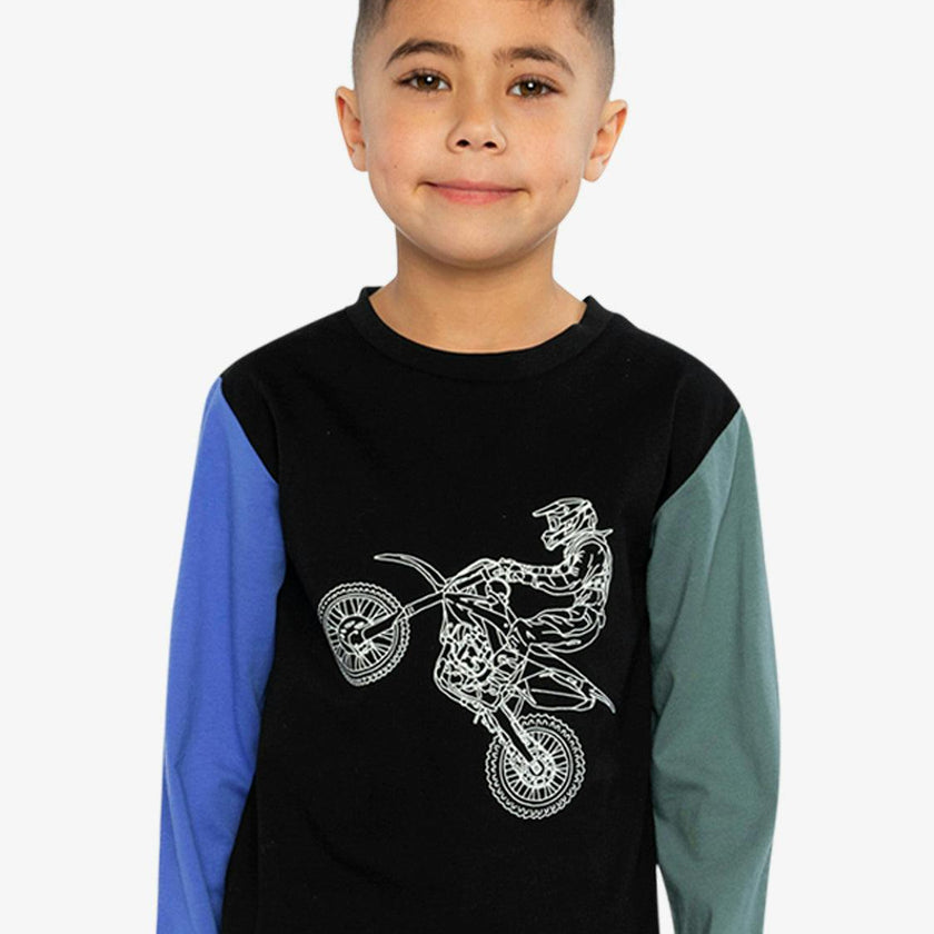 Long Sleeve T-Shirt Black, Blue And Green