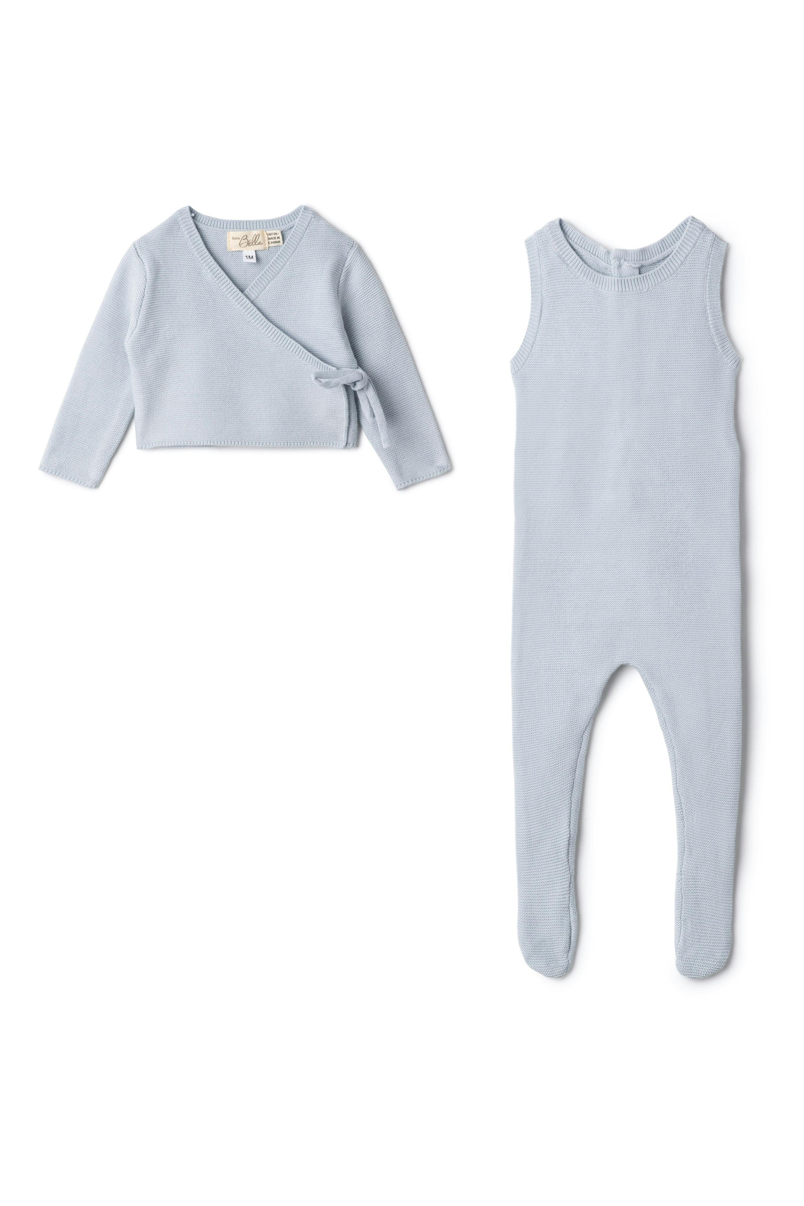Wrap Knit Romper and Cardigan Two Piece Set