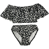 Kids Ruffle Two Piece Bathing Suit Black Cheetah, Multi