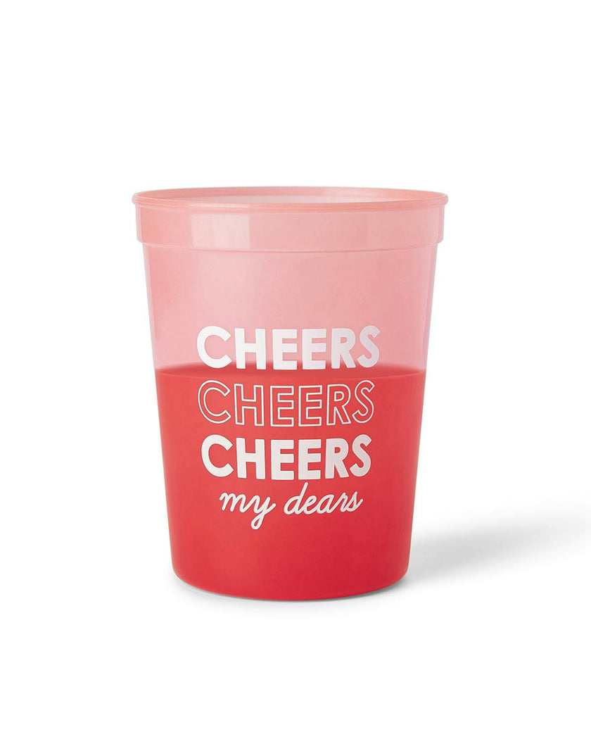 Packed Party Cheers My Dears Color Changing Party Cups 10ct - 15 oz BPA-Free Shatterproof Reusable Cups That Change from Pink to Red with Cold Liquid
