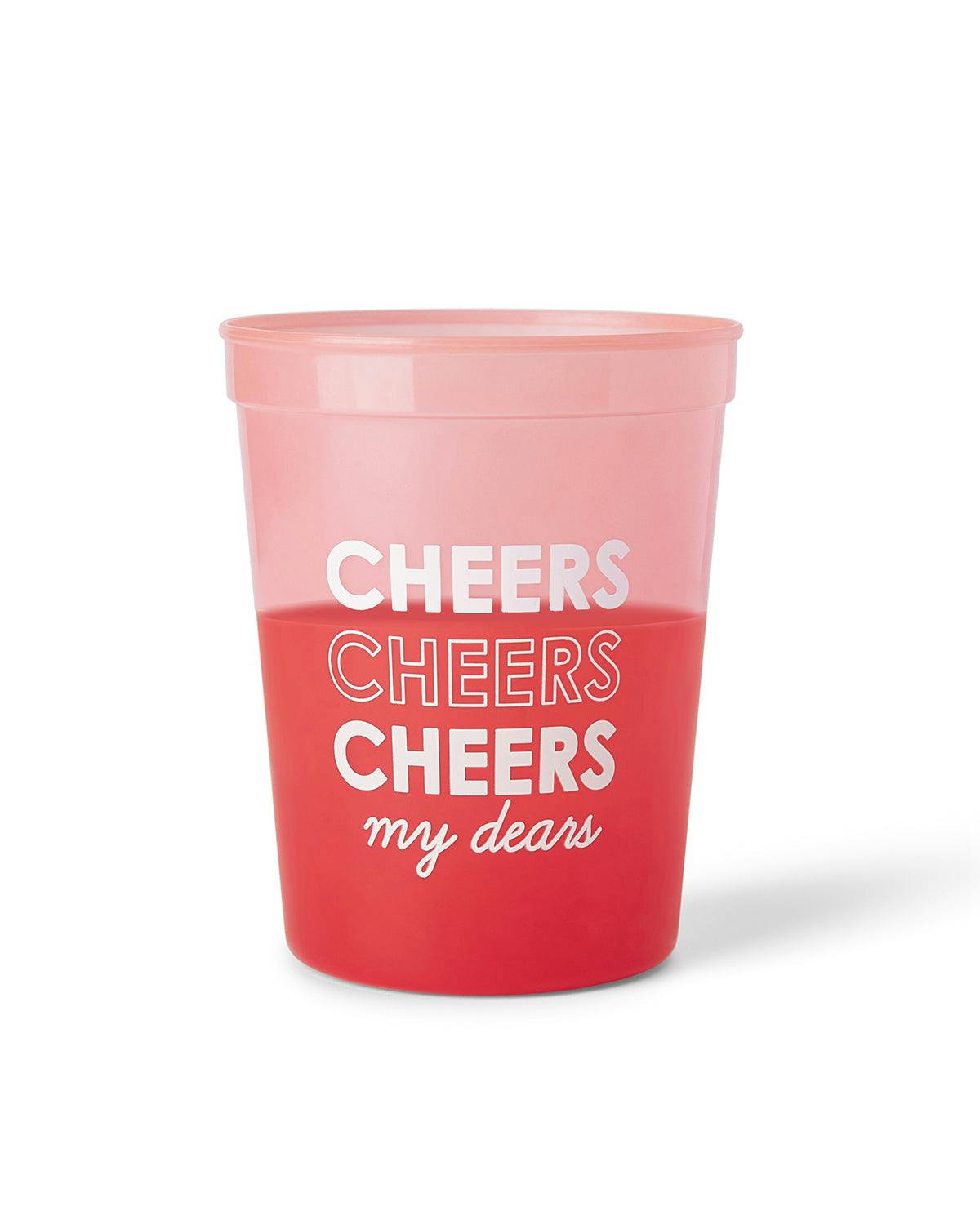 Packed Party Cheers My Dears Color Changing Party Cups 10ct - 15 oz BPA-Free Shatterproof Reusable Cups That Change from Pink to Red with Cold Liquid