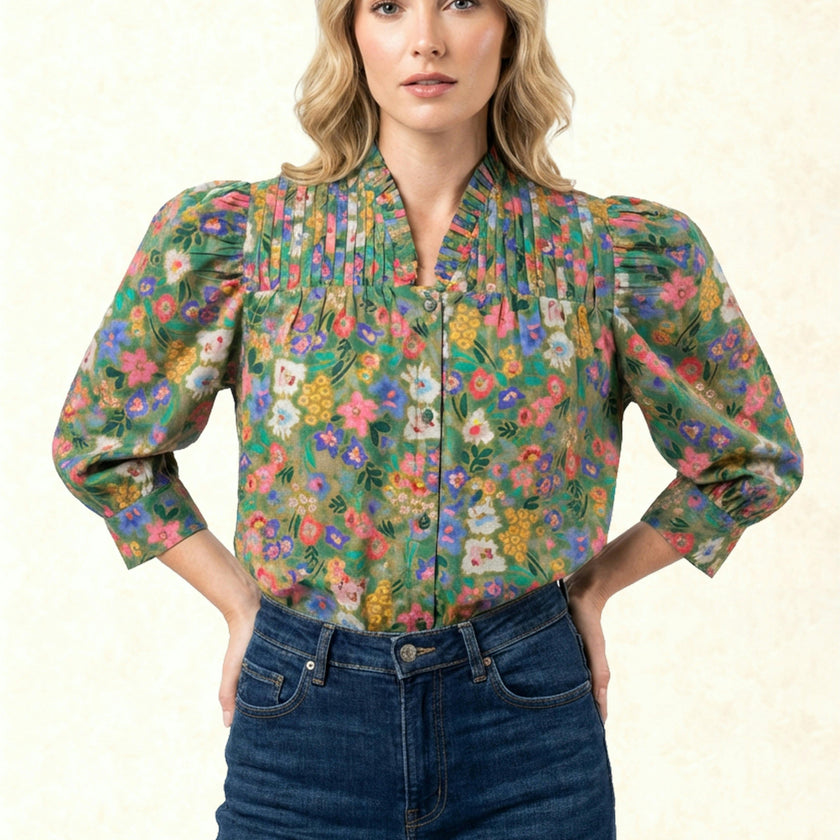 Abstract Floral Juliette Blouse