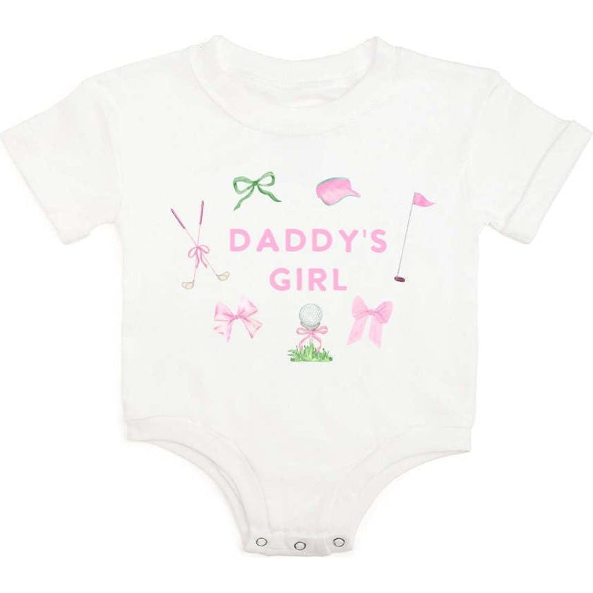 Daddy's Girl Golf Icon Short Sleeve Romper - White