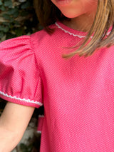 Lane Dress in Candy Pink Bitty Dot