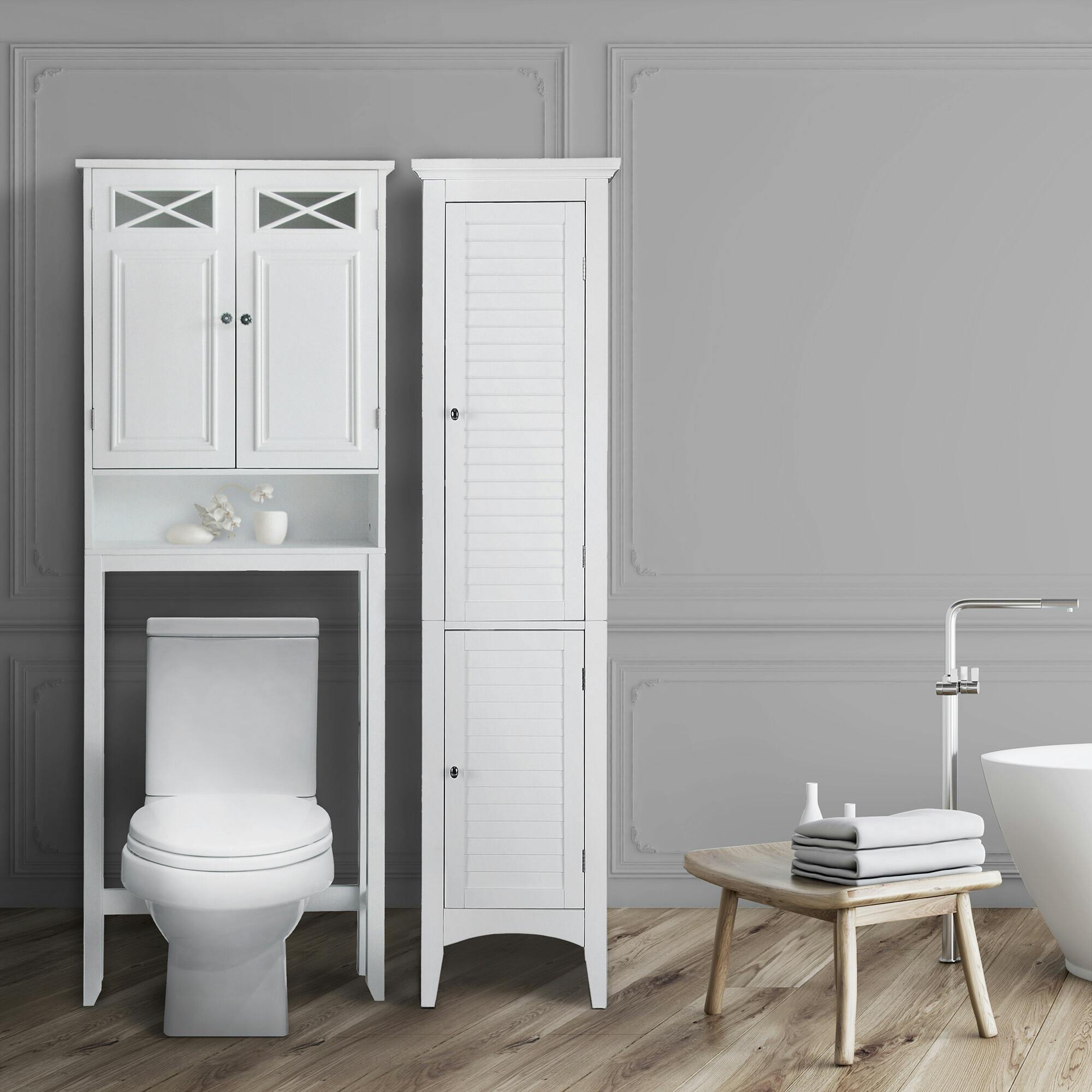 Dawson Wooden Space Saver with Cross Molding and 2 Doors