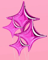 Pink Sparkle Balloon - 6 pc silver foil set