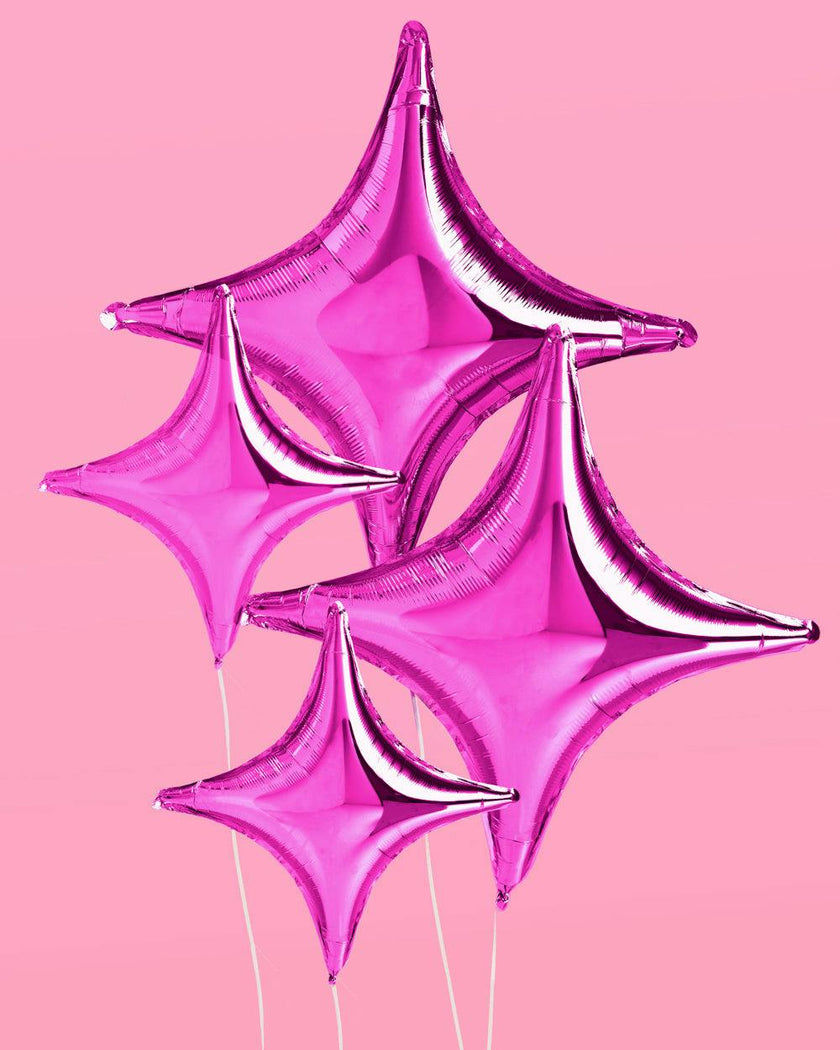 Pink Sparkle Balloon - 6 pc silver foil set