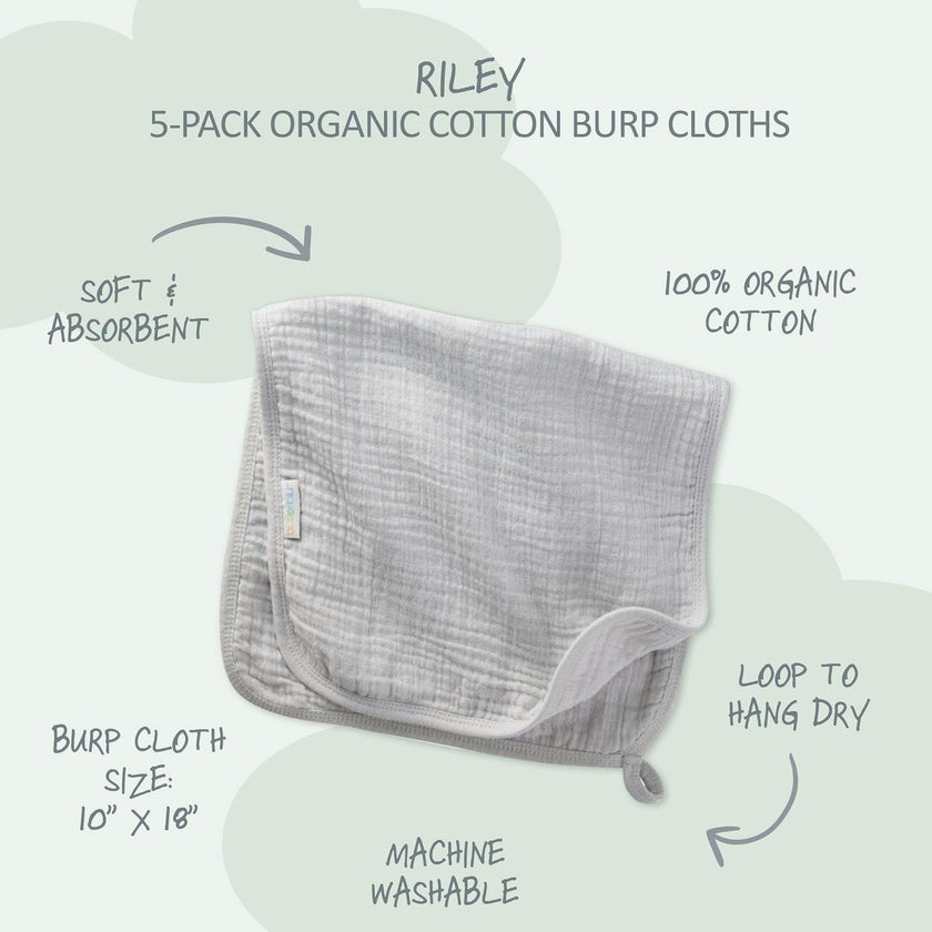 RILEY 5-Pack Crinkle Muslin Burp Cloths