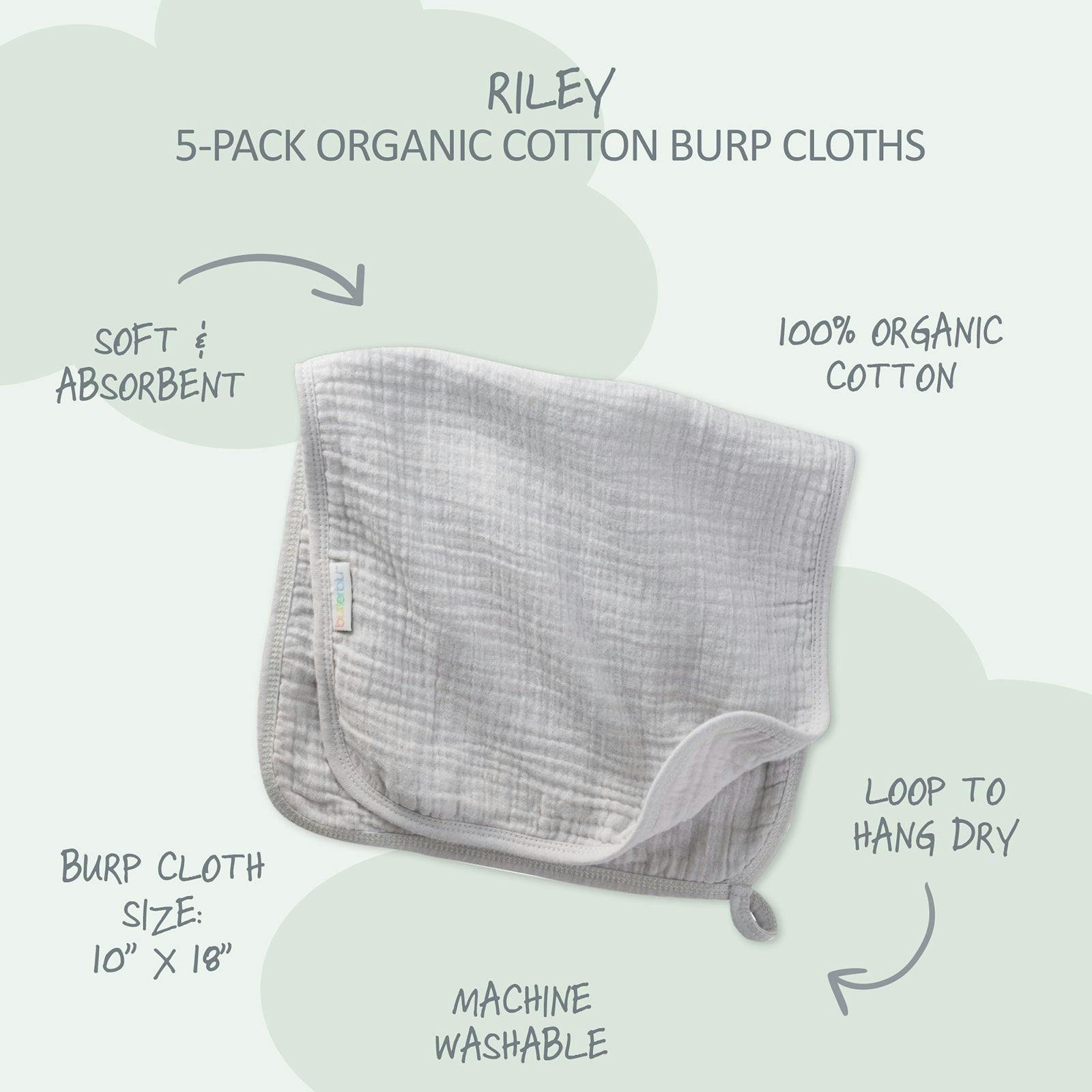 RILEY 5-Pack Crinkle Muslin Burp Cloths