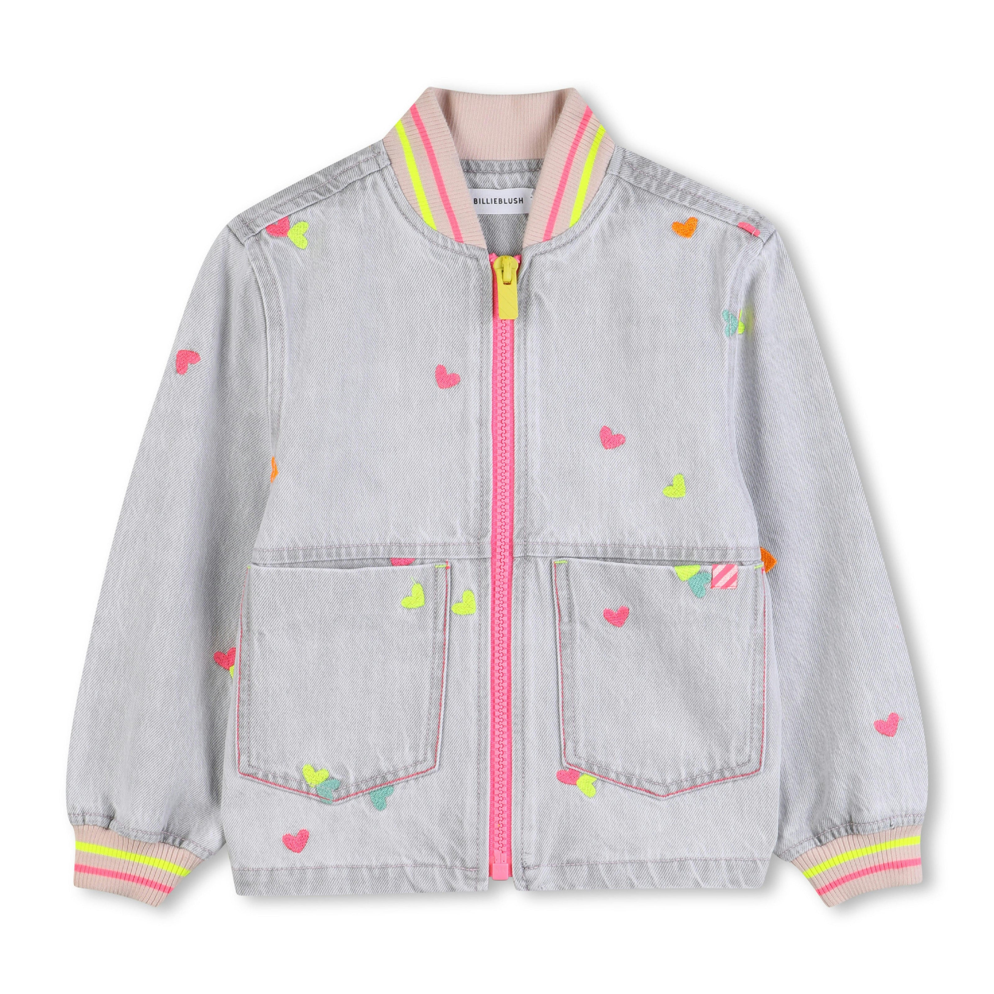 Light Gray Denim Kids’ Jacket with Embroidery