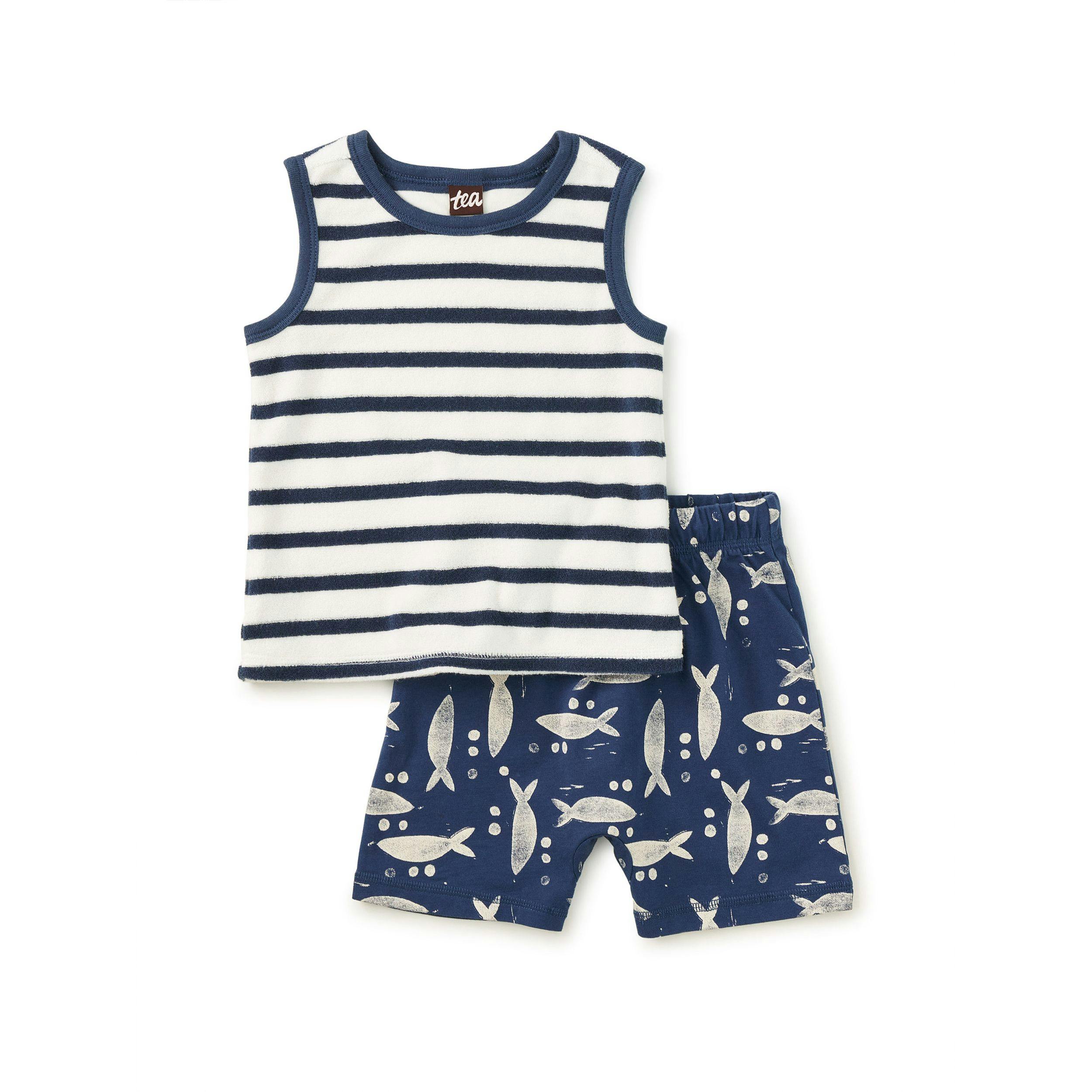 New Tank & Shorts Baby Set, Naval Blue