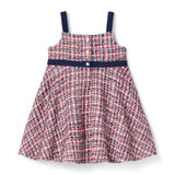 The Tweed Bow Dress, navy blue