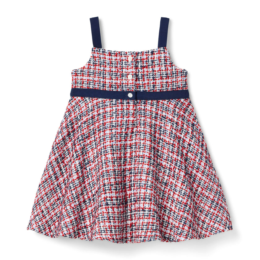 The Tweed Bow Dress, navy blue