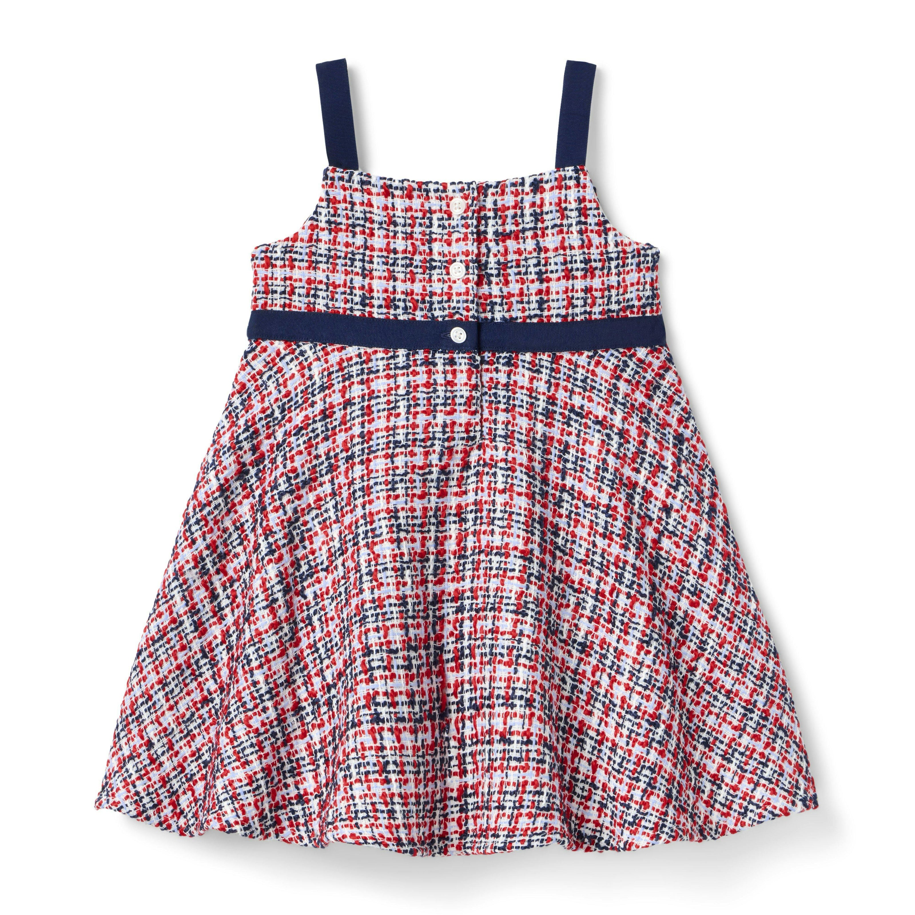 The Tweed Bow Dress, navy blue