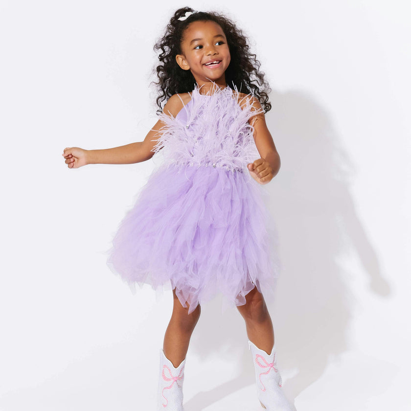 Lavender Haze Feather Dress