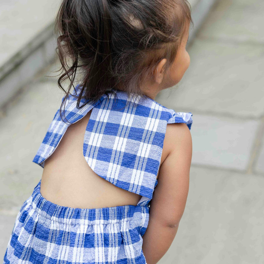 Plaid Seersucker Dress With Flowers