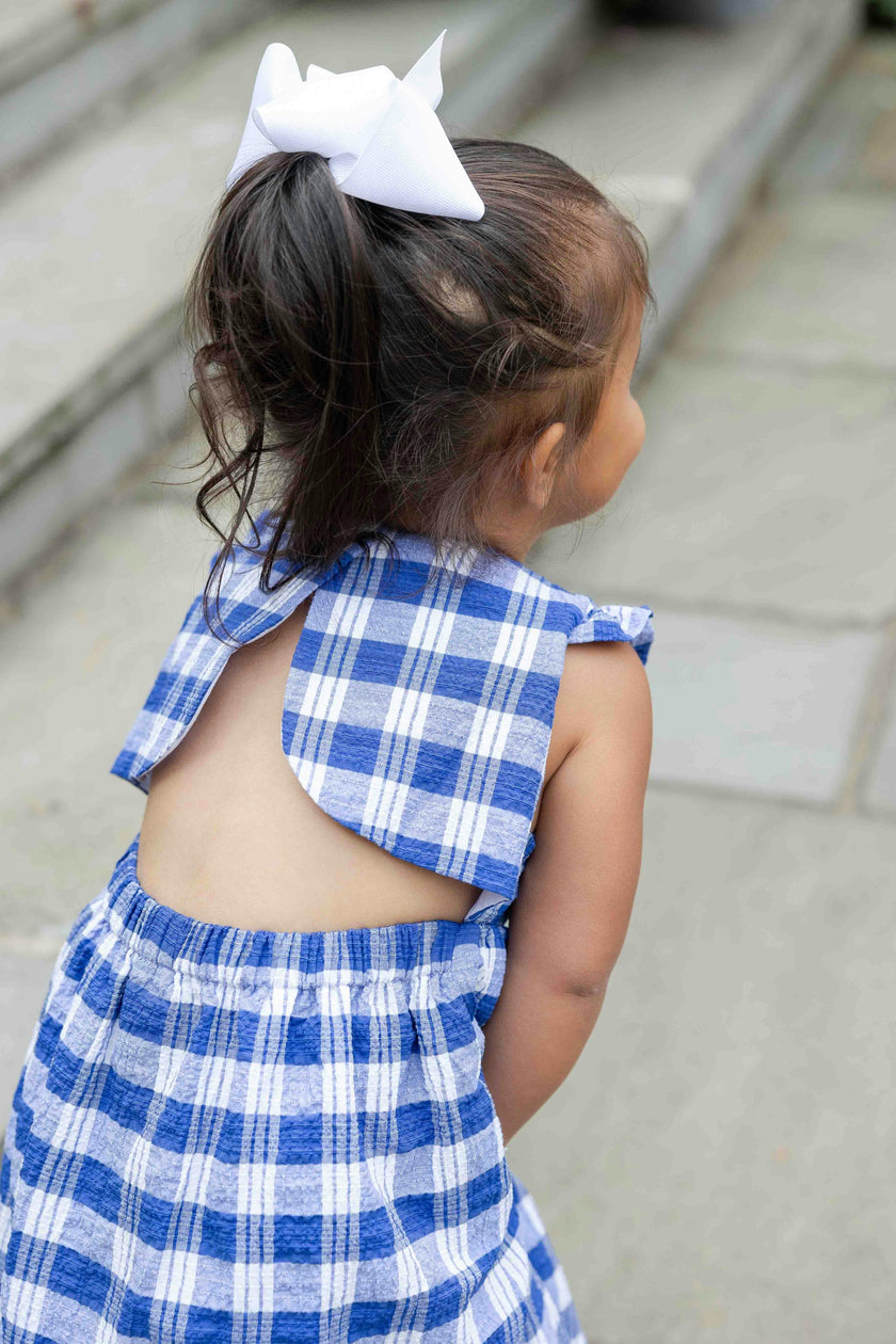 Plaid Seersucker Dress With Flowers