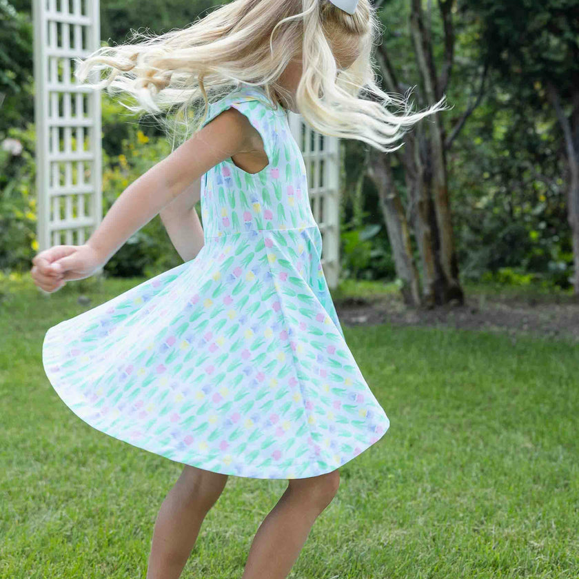 Printed Knit Tulip Twirl Dress