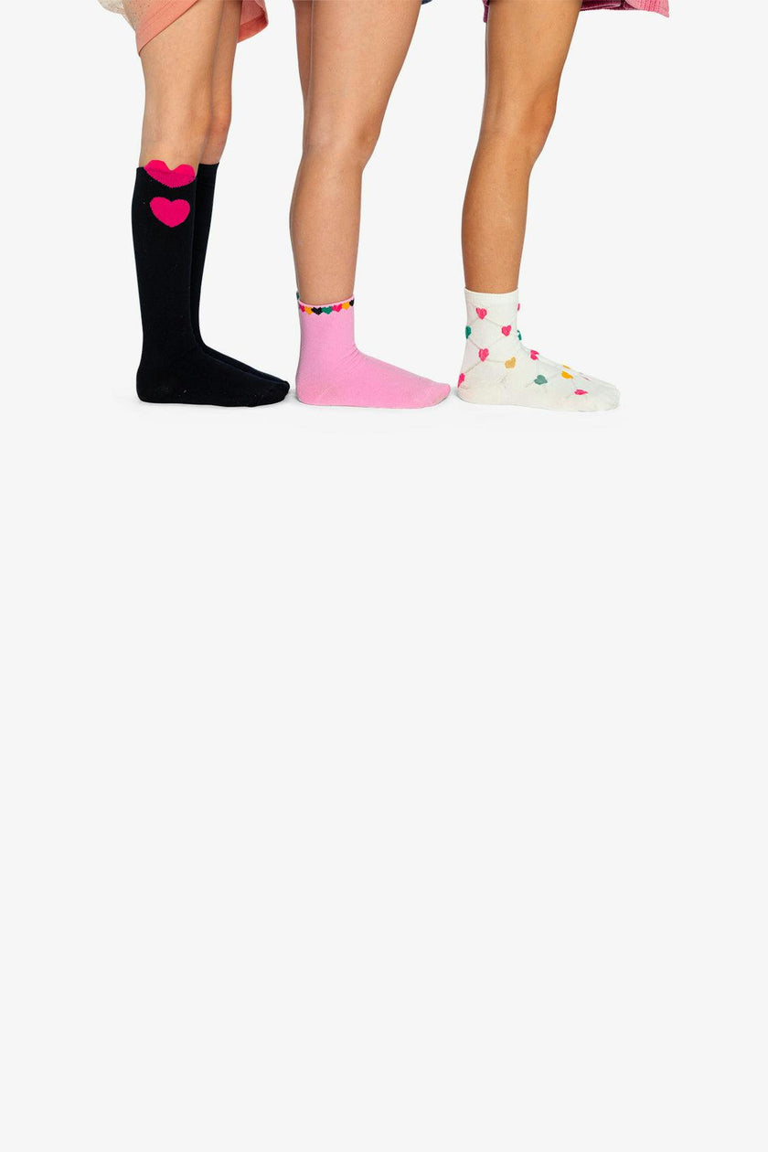 Socks (3 Pairs) Dark Blue, Pink And Beige